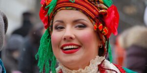 Russian women in traditional clothing at cultural festival